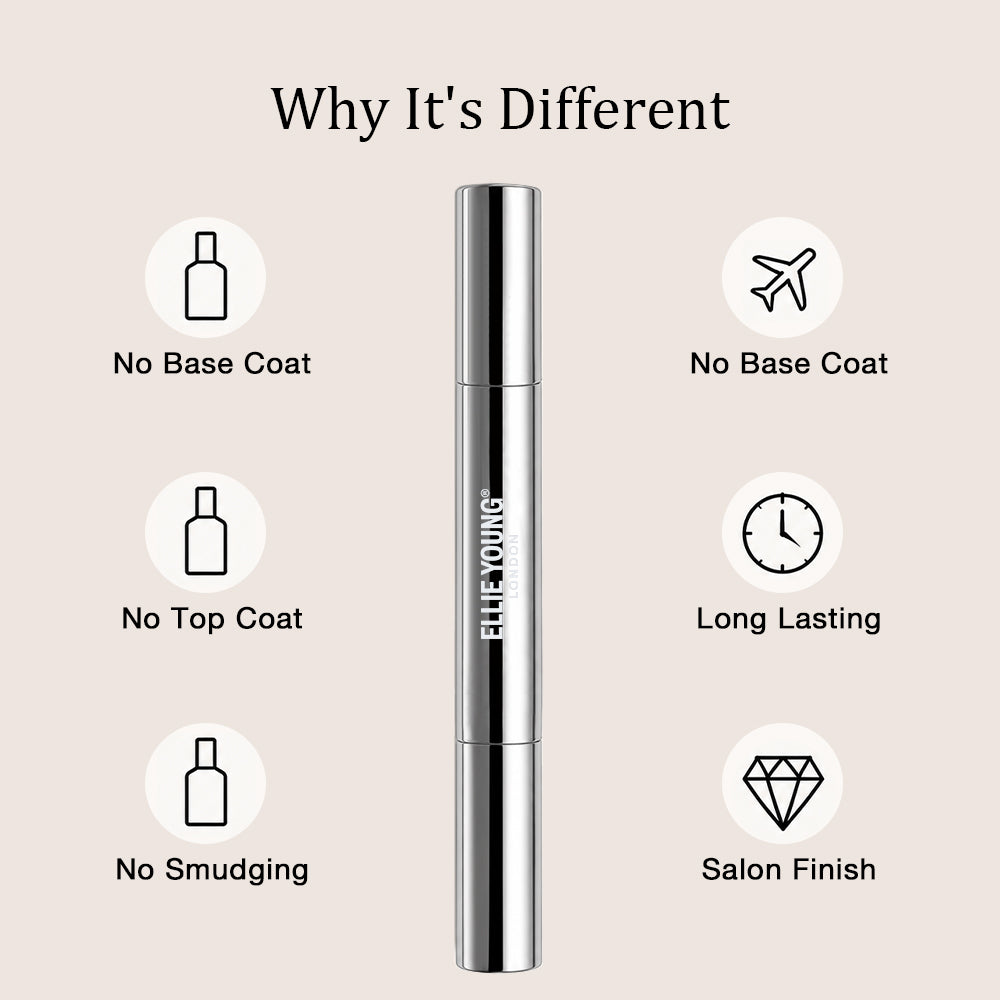 Pourquoi ELLIE YOUNG: one-step application, salon-gloss finish, compact UV lamp, travel friendly